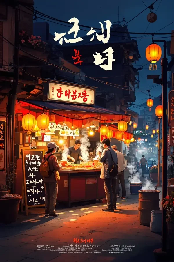 夜市的光（야시장의 빛）影片海报，2026 年日韩电影剧情、美食作品